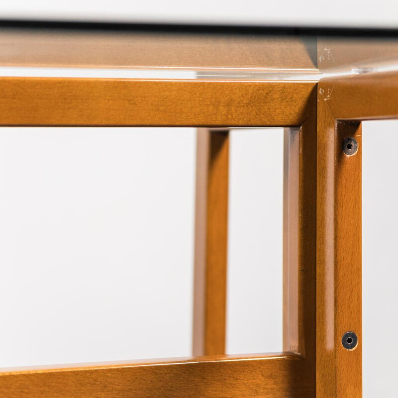 Vintage wood and glass table, 1970