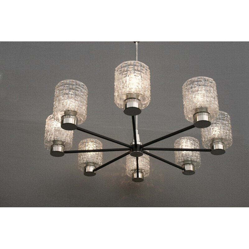 Candelabro de vidro de cristal Vintage, 1960