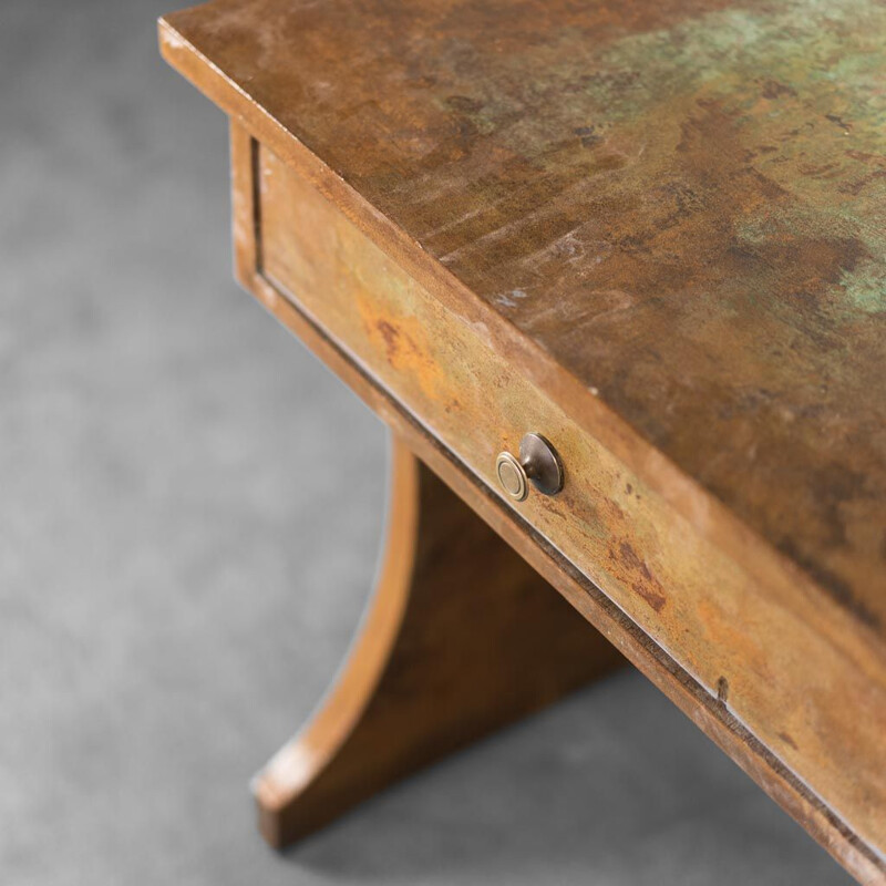 Vintage rusty wood desk, 1950