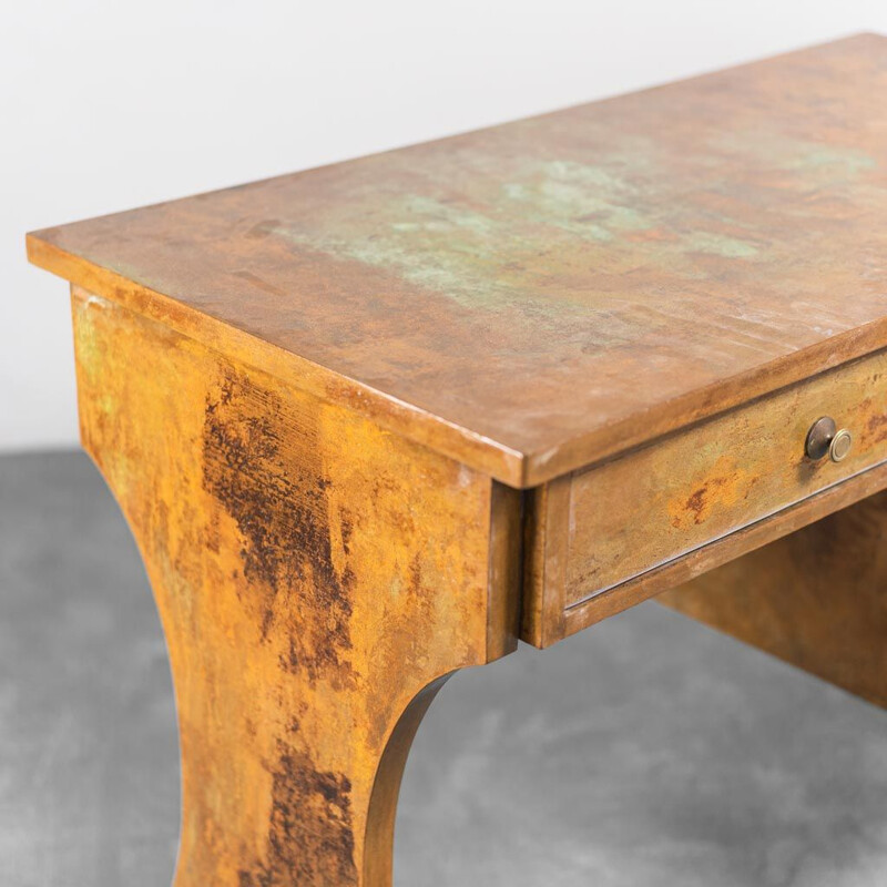 Mesa de madeira ferrugínea Vintage, 1950