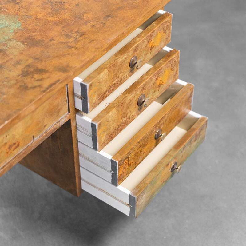 Vintage rusty wood desk, 1950