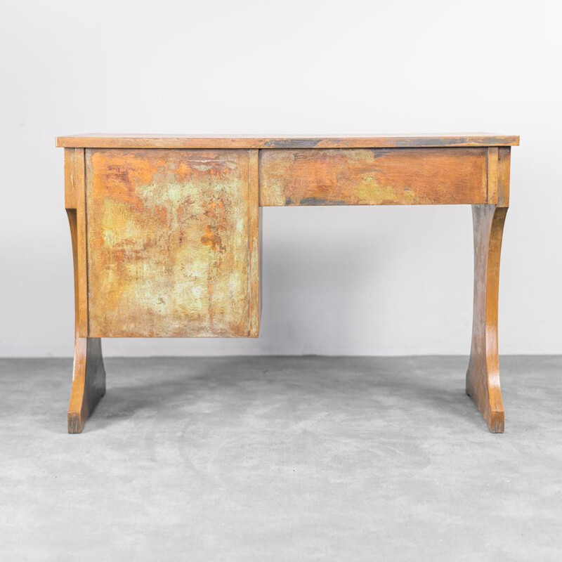 Vintage-Schreibtisch aus rostigem Holz, 1950