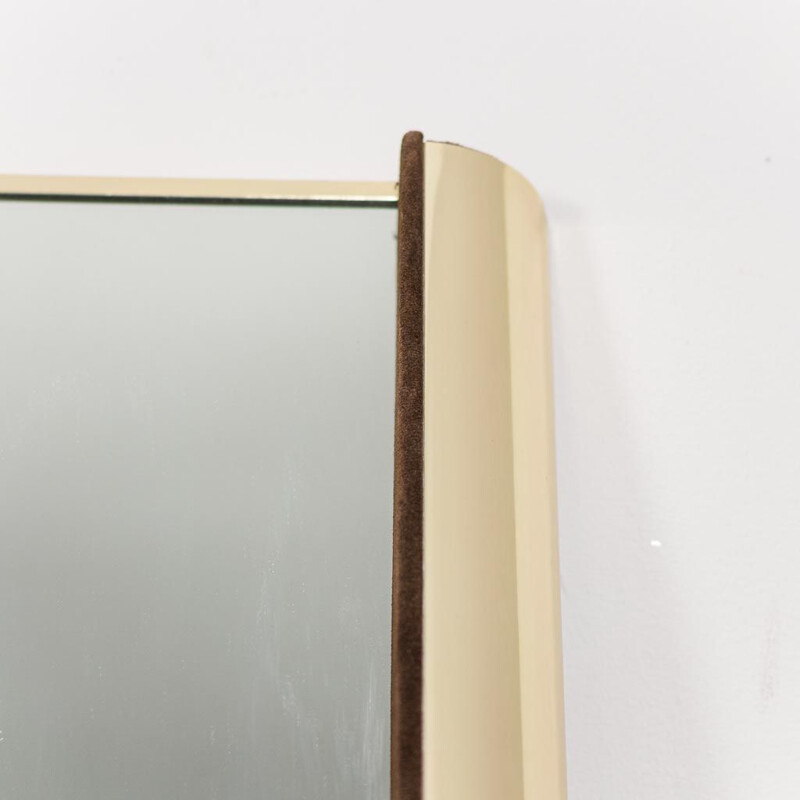 Espelho de parede de vidro e latão Vintage, Suécia 1970