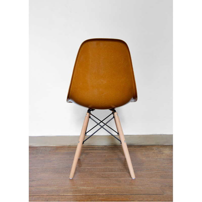 Vintage Dsw chair Ochre Dark by Charles and Ray Eames for Herman Miller, 1960s