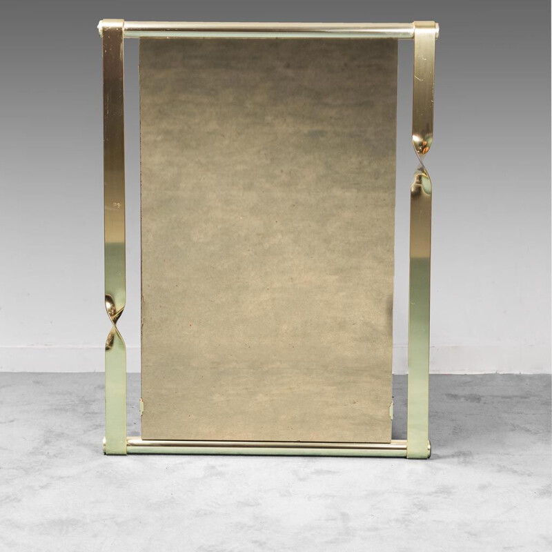 Vintage wall mirror in brass and smoked glass by Luciano Frigerio, 1970