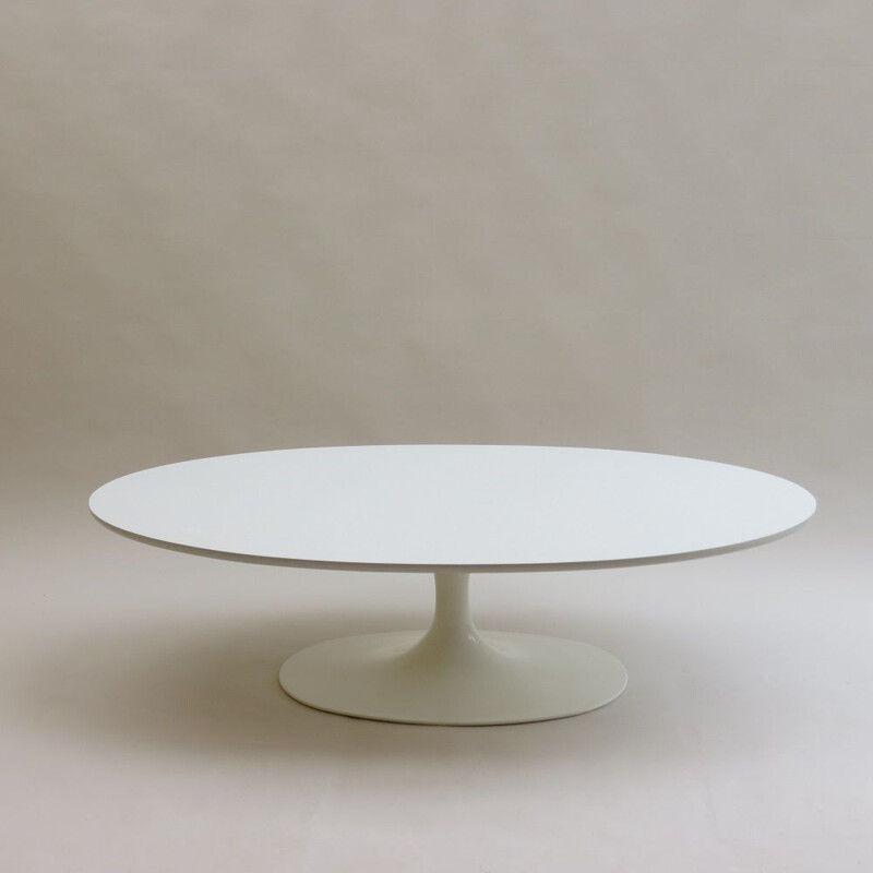 Vintage white oval coffee table by Maurice Burke for Arkana, Uk 1960s