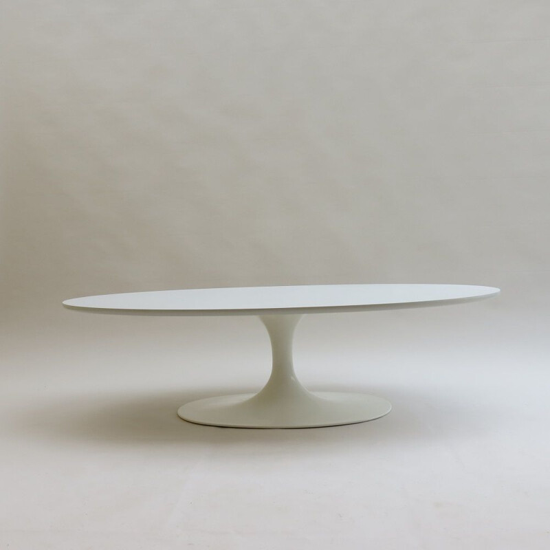 Vintage white oval coffee table by Maurice Burke for Arkana, Uk 1960s