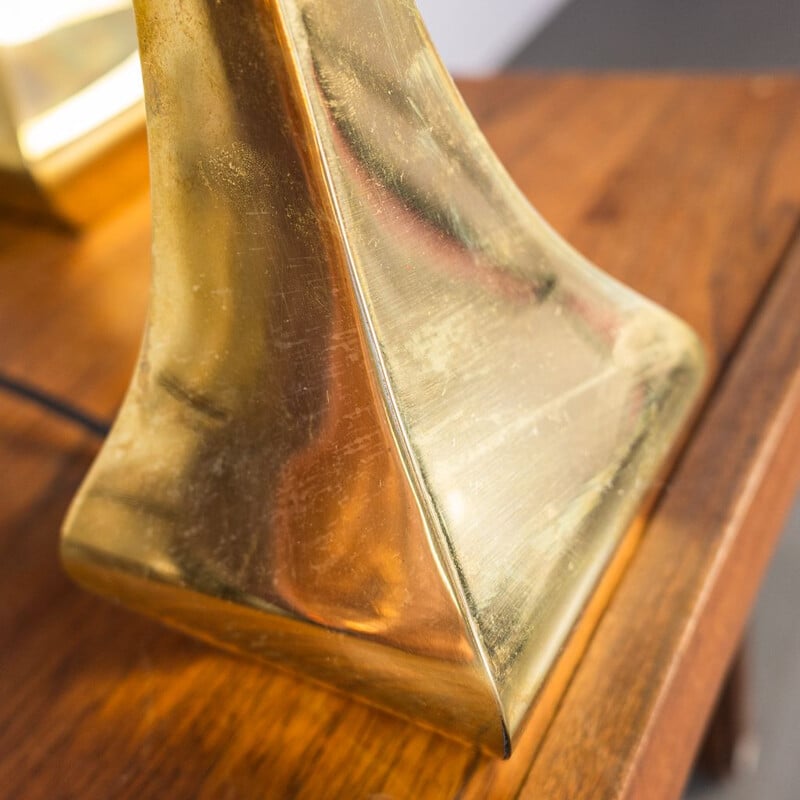 Pareja de lámparas vintage de metal dorado con cojín de Montagna y Tonello, 1970