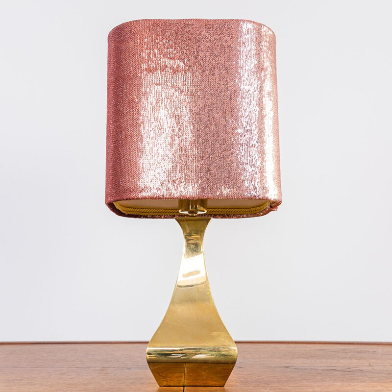 Par de candeeiros de metal dourado vintage com almofada da Montagna e Tonello, 1970