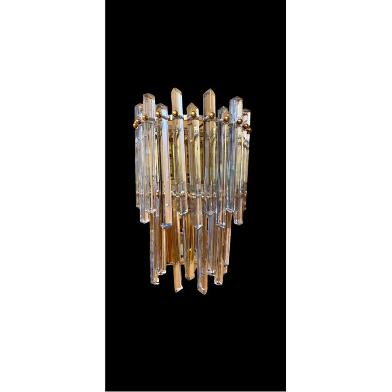 Pair of vintage Venini wall lamps in Murano glass, 1970s