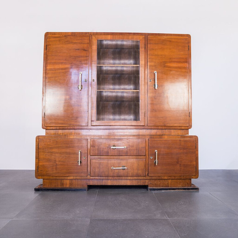 Vintage wooden departmental bookcase, Italy 1950