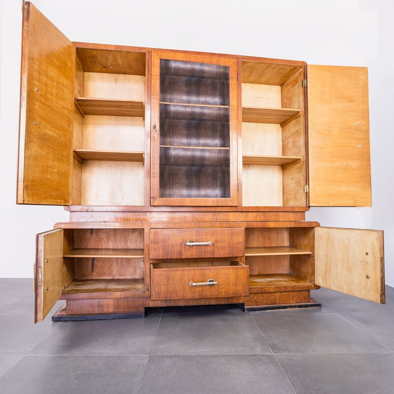 Vintage wooden departmental bookcase, Italy 1950