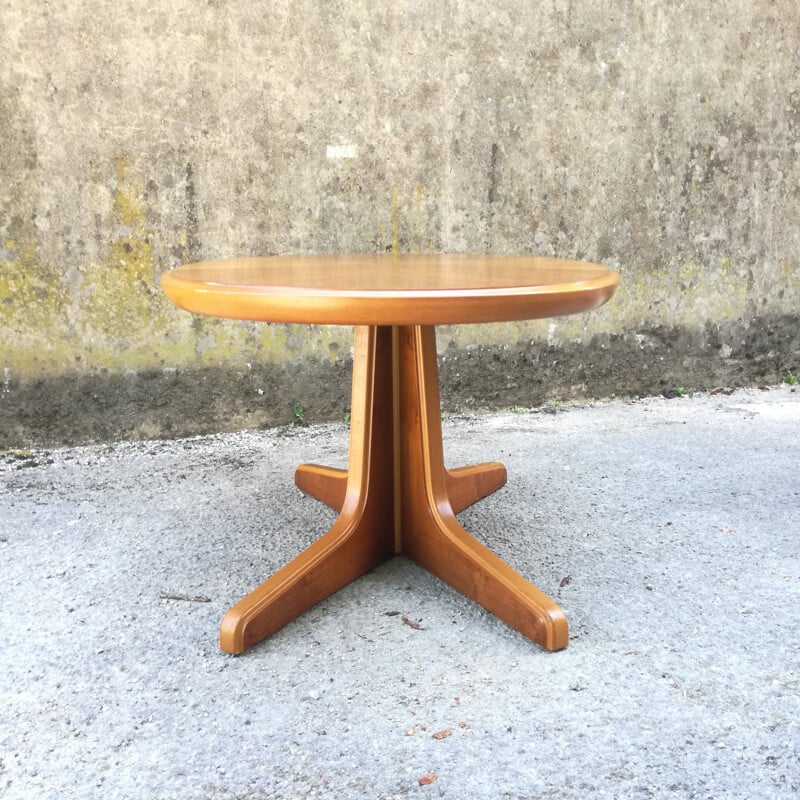 Vintage oval coffee table in walnut with height adjustment from 49 to 69 cm