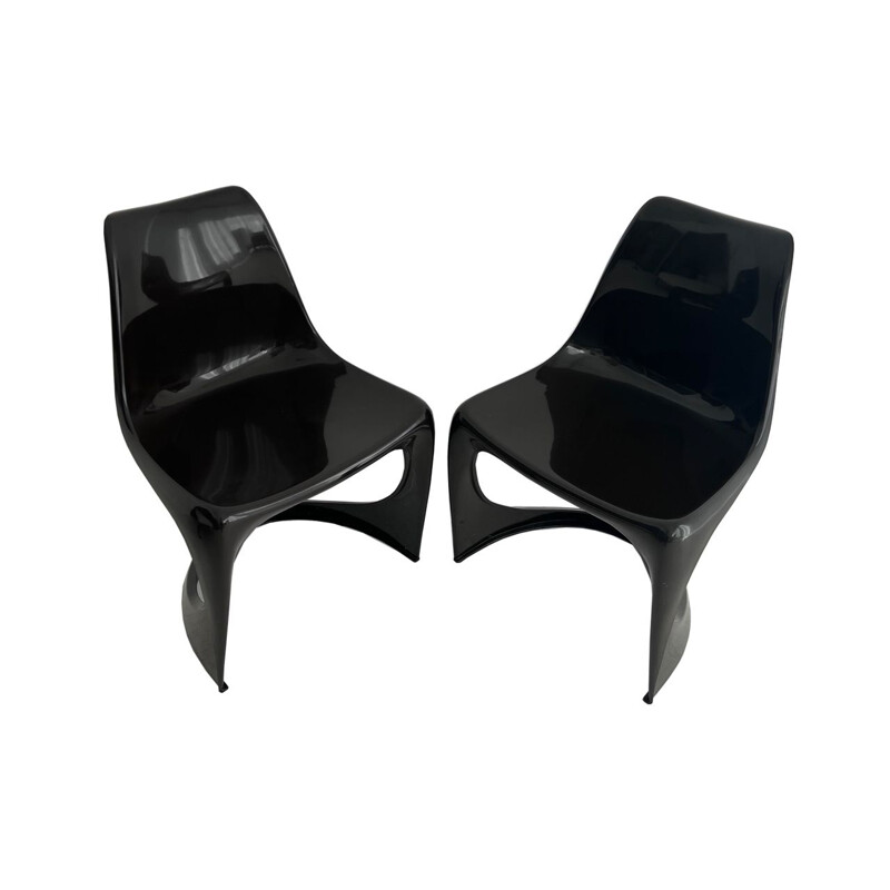 Pair of vintage dark A Line 290 chairs by Steen Ostergaard for Cado, 1966