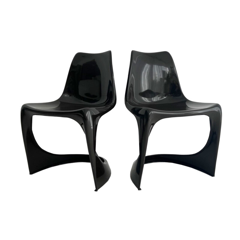 Paire de chaises noires vintage A Line 290 de Steen Ostergaard pour Cado, 1966