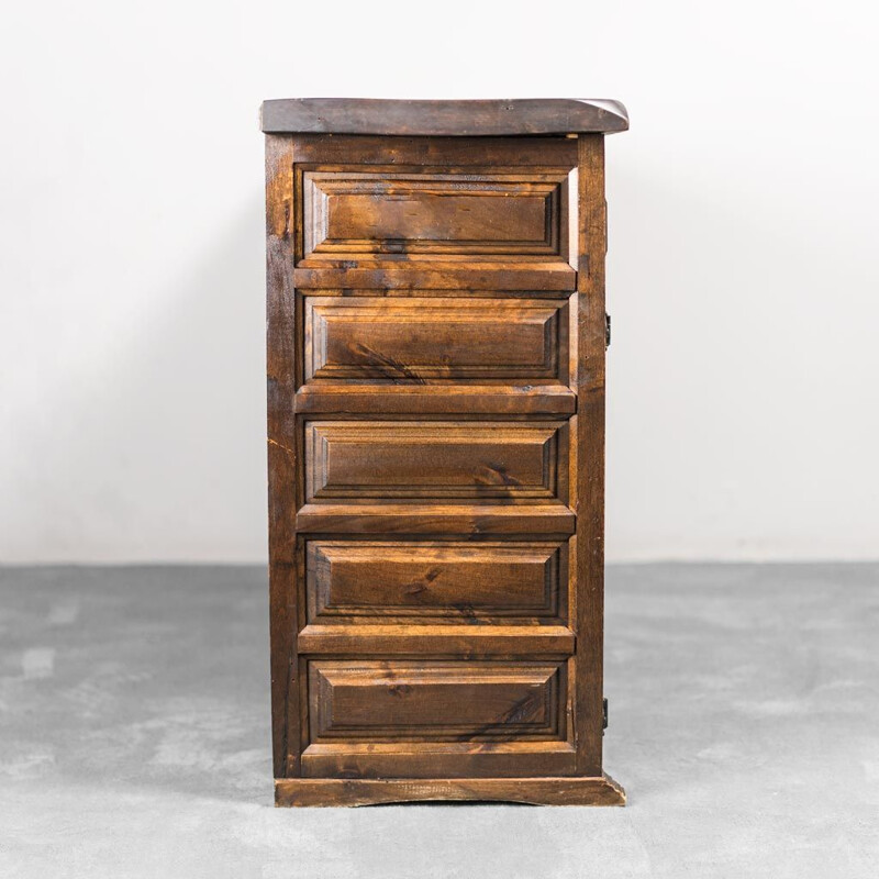 Vintage wood sideboard with metal details, 1950