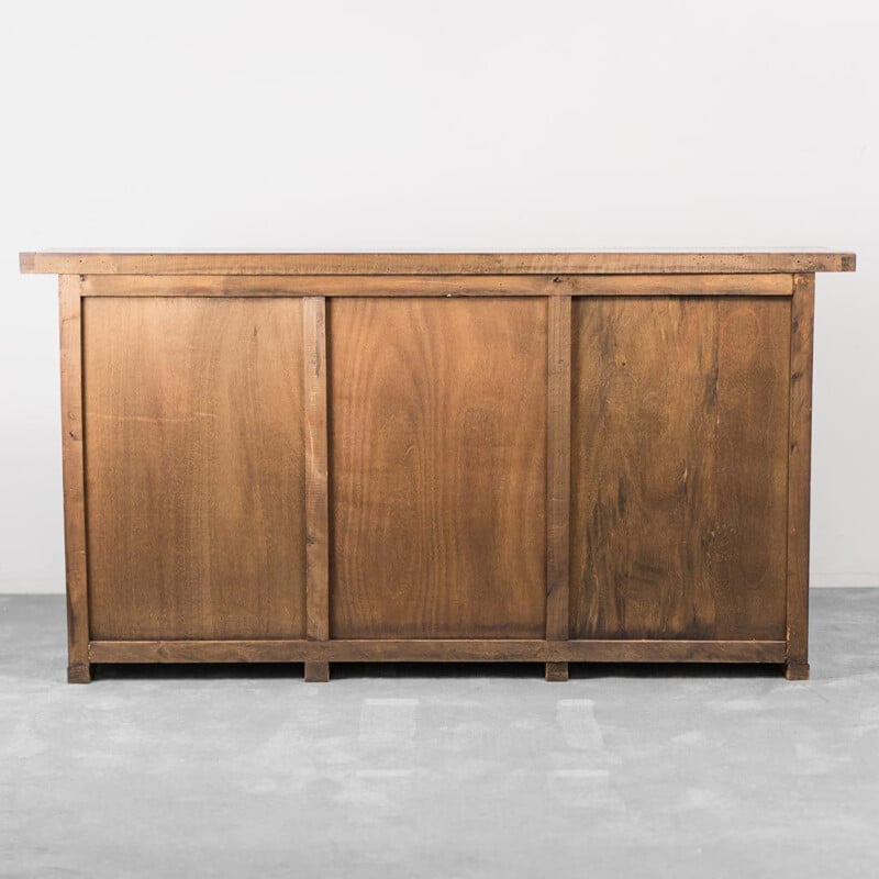 Vintage wood sideboard with metal details, 1950