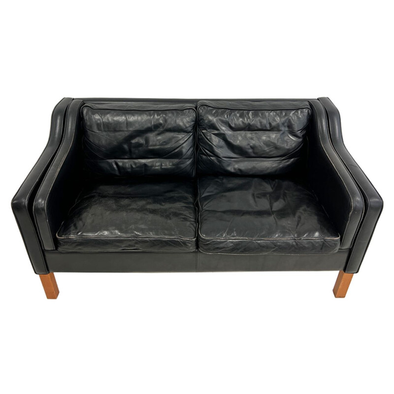 Dänisches Vintage-Sofa Mogensen schwarz 2-Sitzer