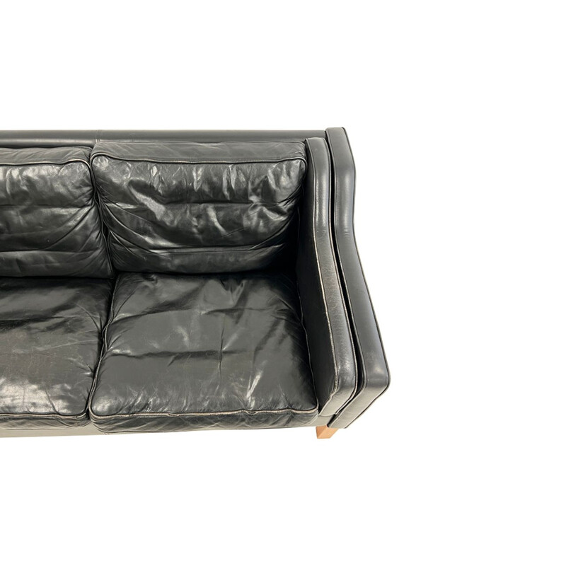 Vintage black 2 seat Danish Mogensen sofa