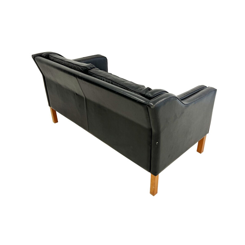 Vintage black 2 seat Danish Mogensen sofa