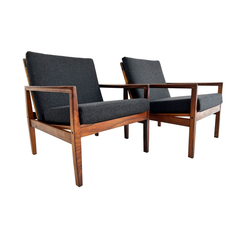 Pair of vintage rosewood armchairs model 519 by Hans Olsen for Brdr. Juul Kristensen