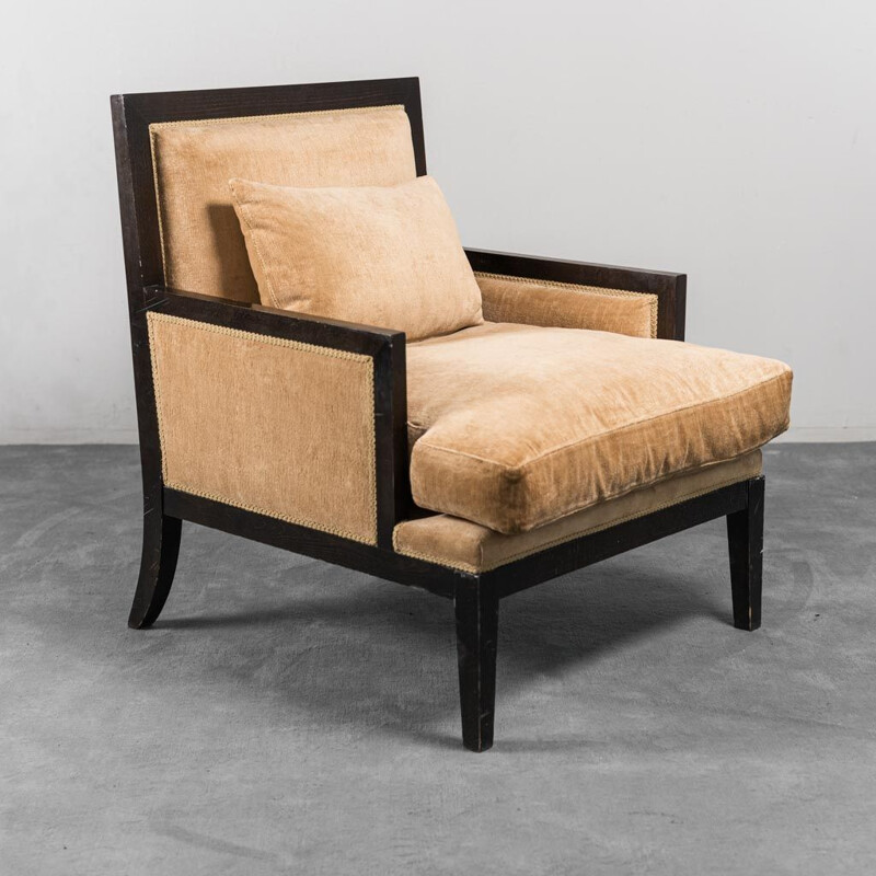 Pair of vintage brown velvet armchairs by Ka International, 1950s