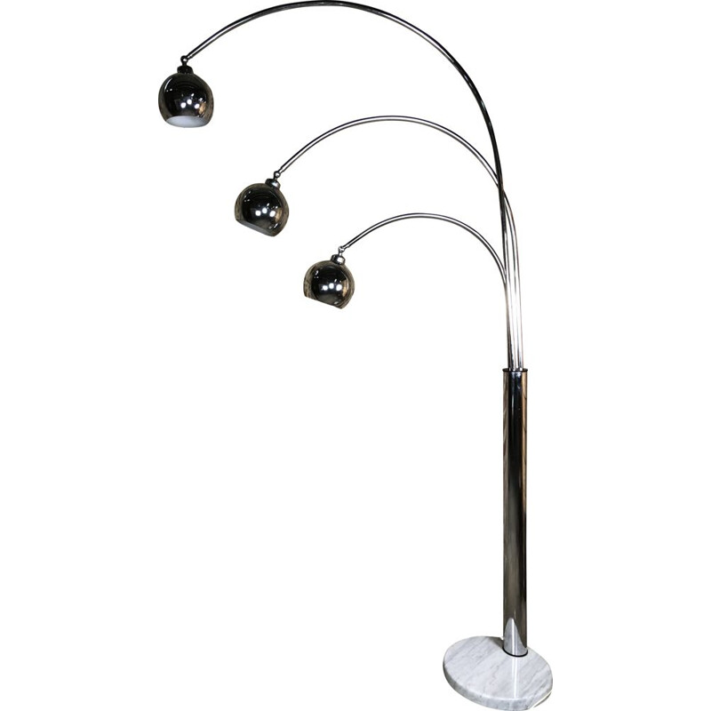 Vintage Muguet floor lamp in chromed metal, 1970