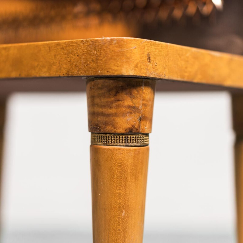 Pair of vintage wooden night stands with brass details, 1940s