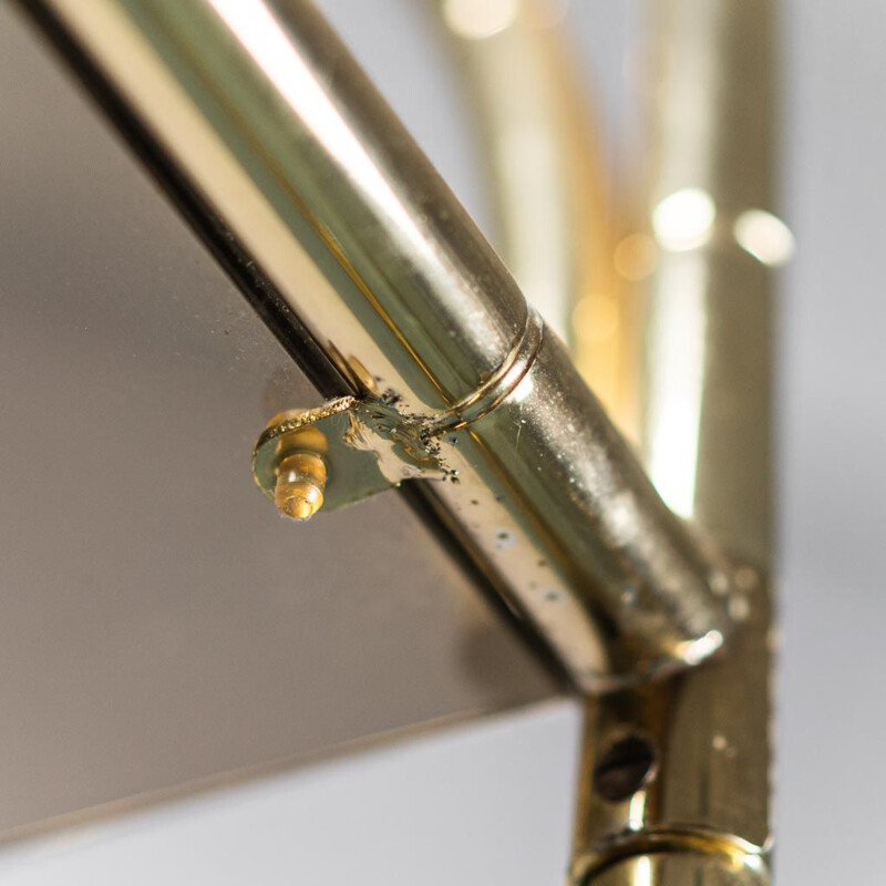 Vintage gilded metal bookcase with smoked glass, 1970