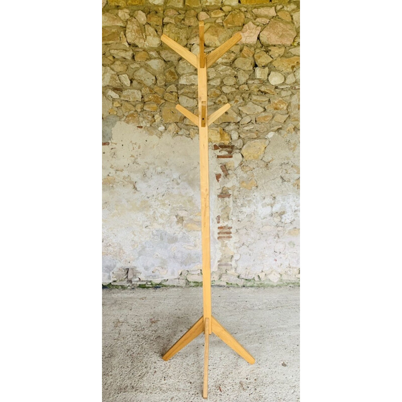 Vintage beechwood coat rack, 1970-1980