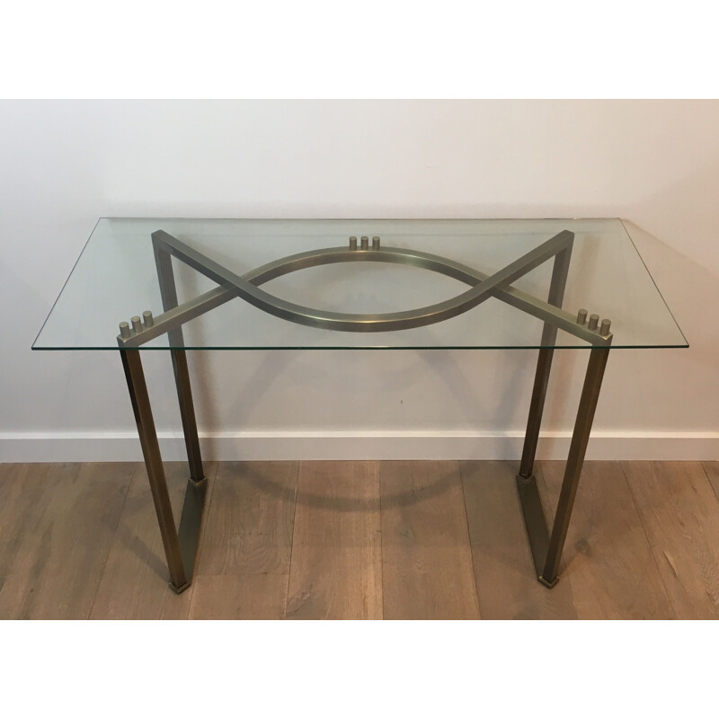 Vintage console in brushed steel
