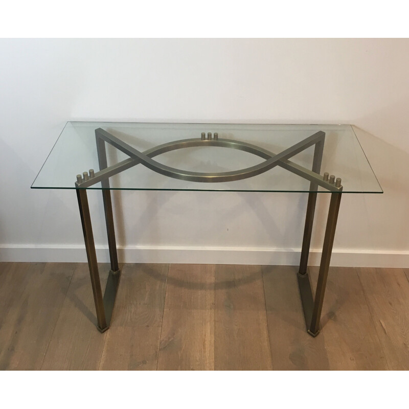 Vintage console in brushed steel