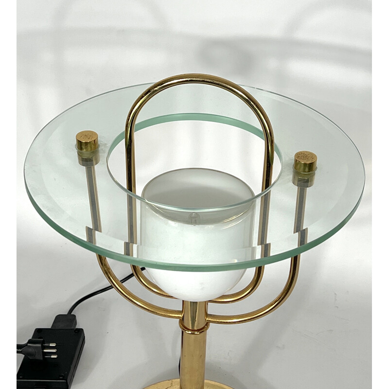 Vintage-Tischlampe aus Messing und Glas, 1970