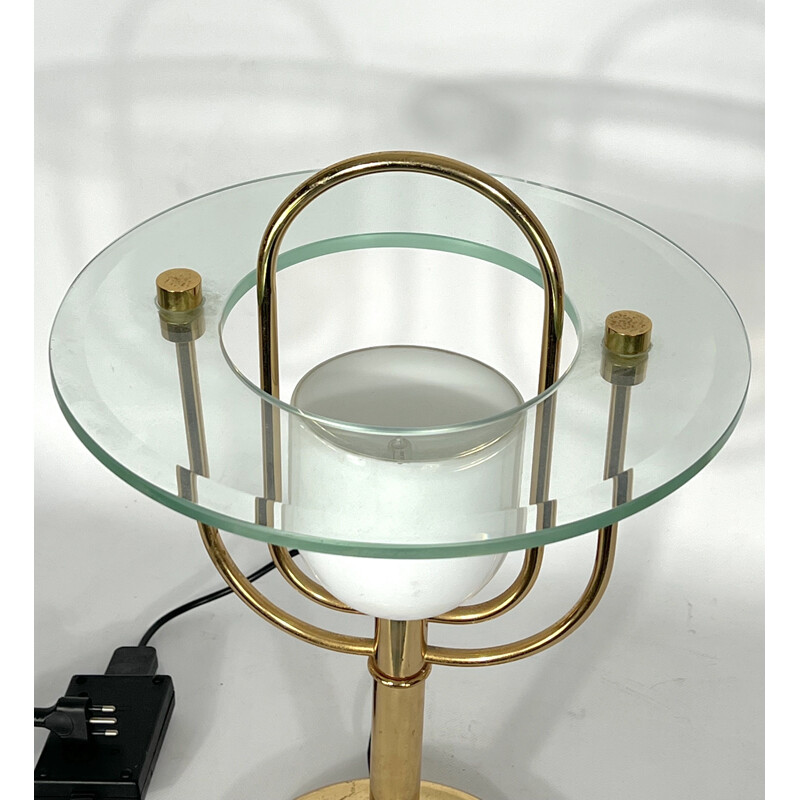 Vintage brass and glass table lamp, 1970s