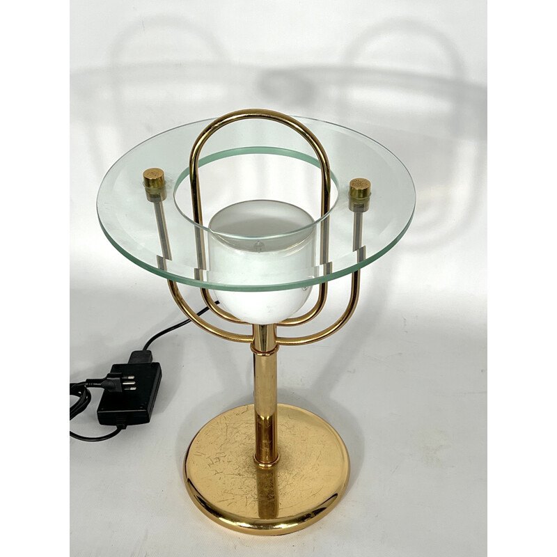 Vintage brass and glass table lamp, 1970s