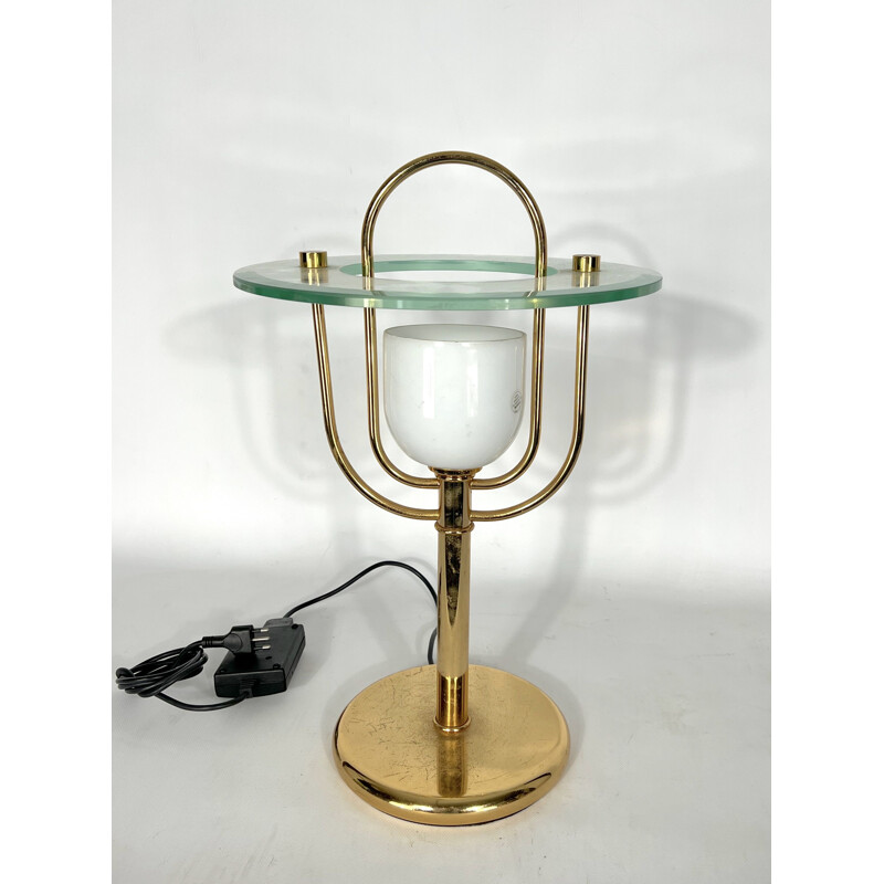 Lampe de table vintage en laiton et verre, 1970