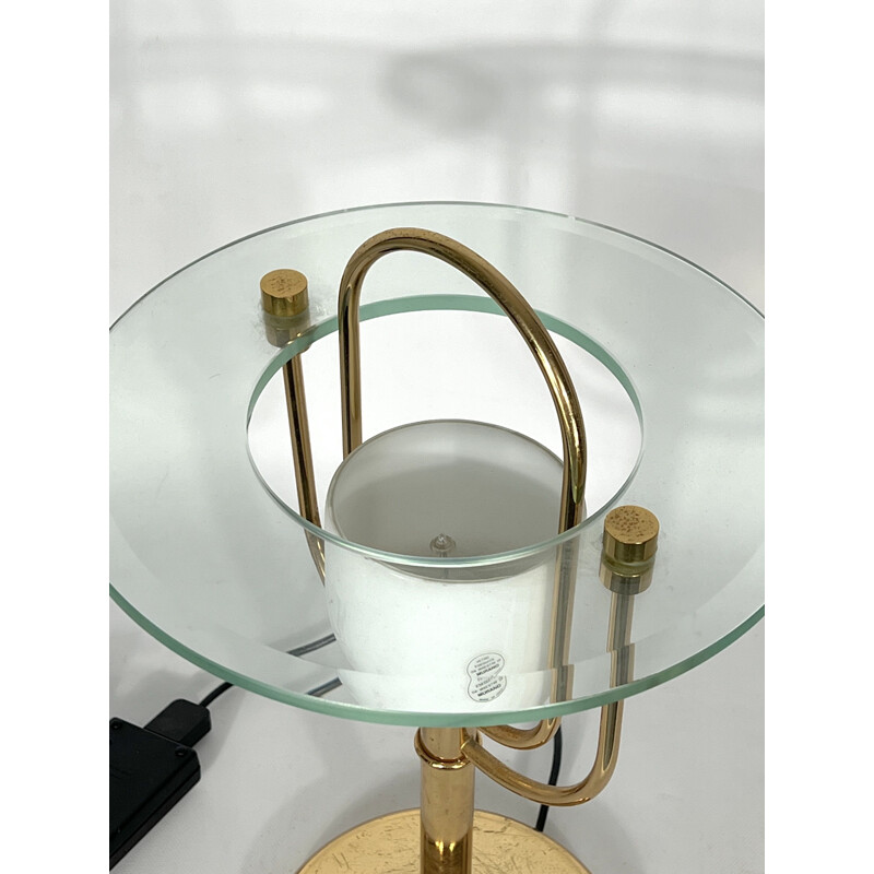 Vintage brass and glass table lamp, 1970s