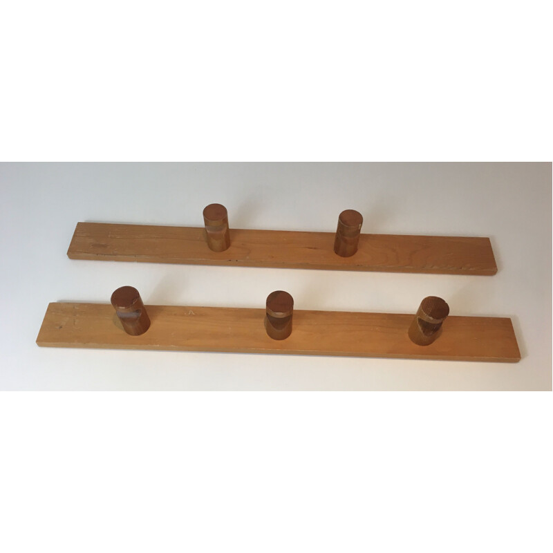 Pair of vintage wall coat racks by Charlotte Perriand, France 1970