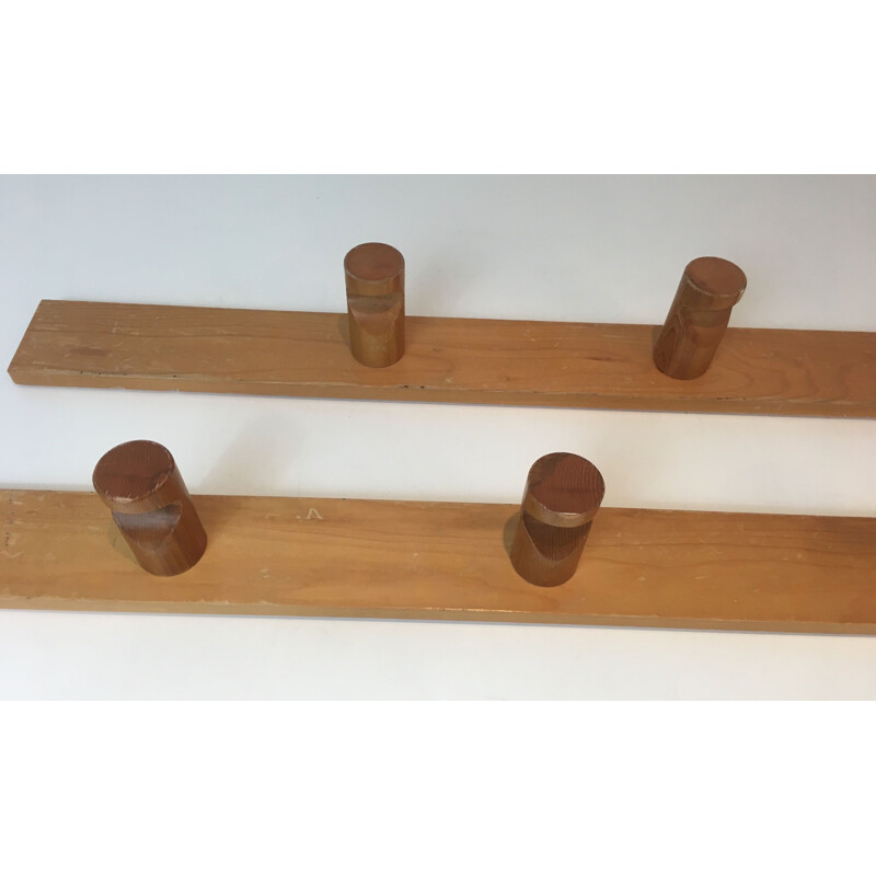 Pair of vintage coat racks, Charlotte Perriand style, France 1970