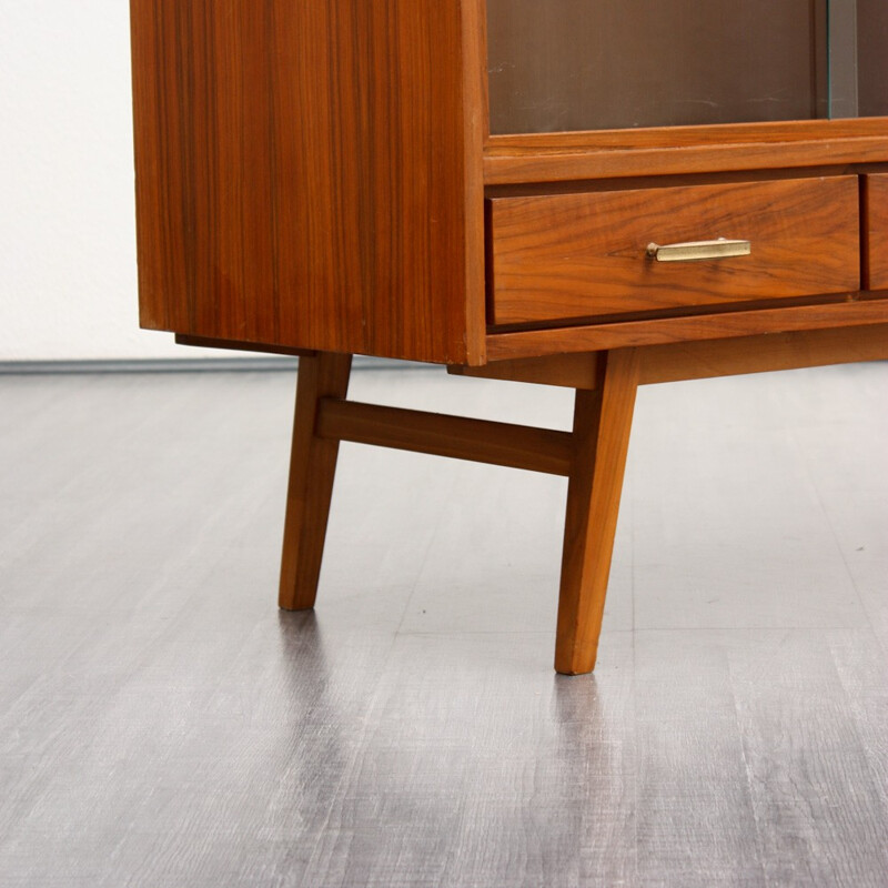 Mid-century sideboard in walnut with glass sliding doors - 1950s