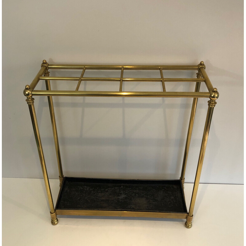 Vintage brass and cast iron umbrella stand, France 1900s