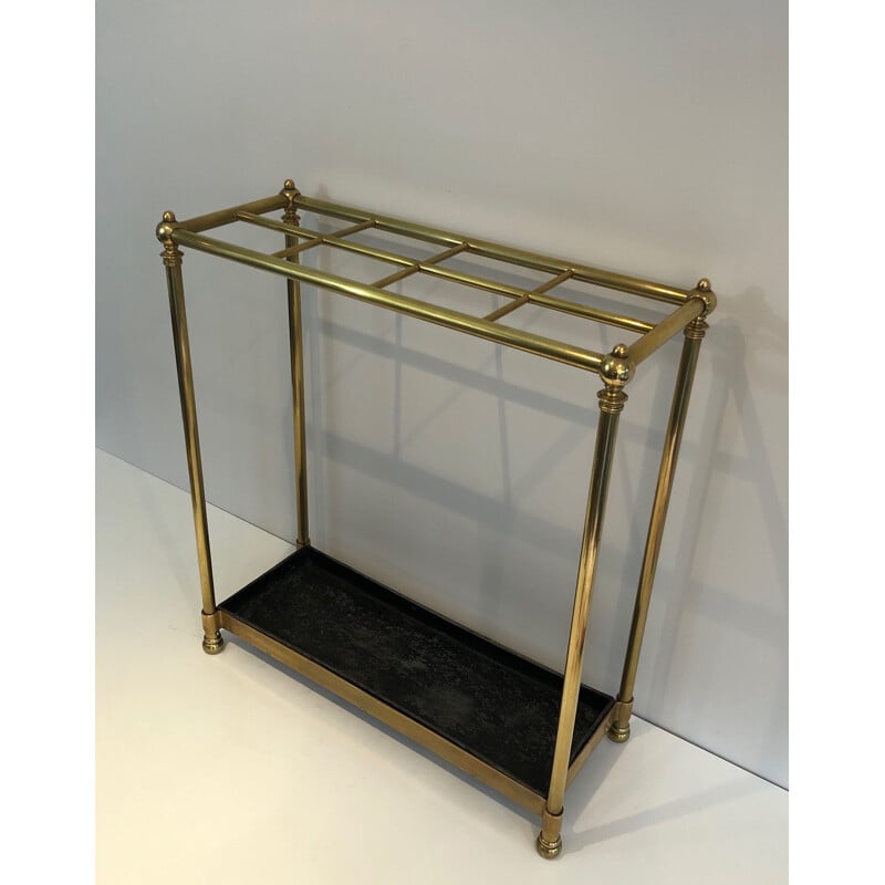 Vintage brass and cast iron umbrella stand, France 1900s