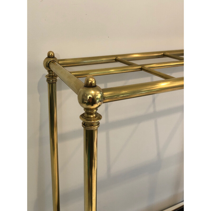 Vintage brass and cast iron umbrella stand, France 1900s