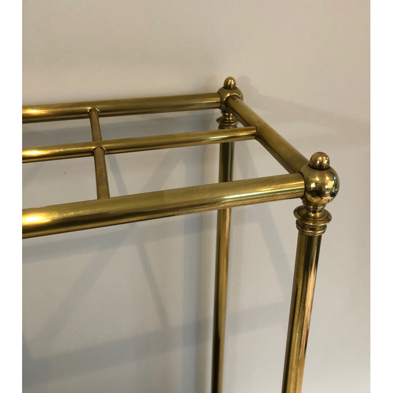 Vintage brass and cast iron umbrella stand, France 1900s