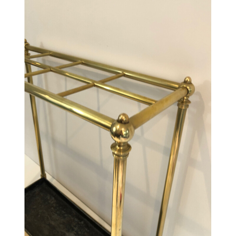 Vintage brass and cast iron umbrella stand, France 1900s