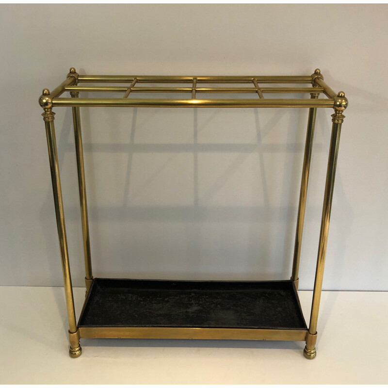 Vintage brass and cast iron umbrella stand, France 1900s