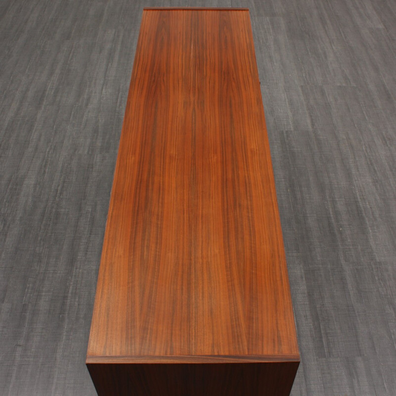 Mid-century sideboard in walnut with glass sliding doors - 1950s