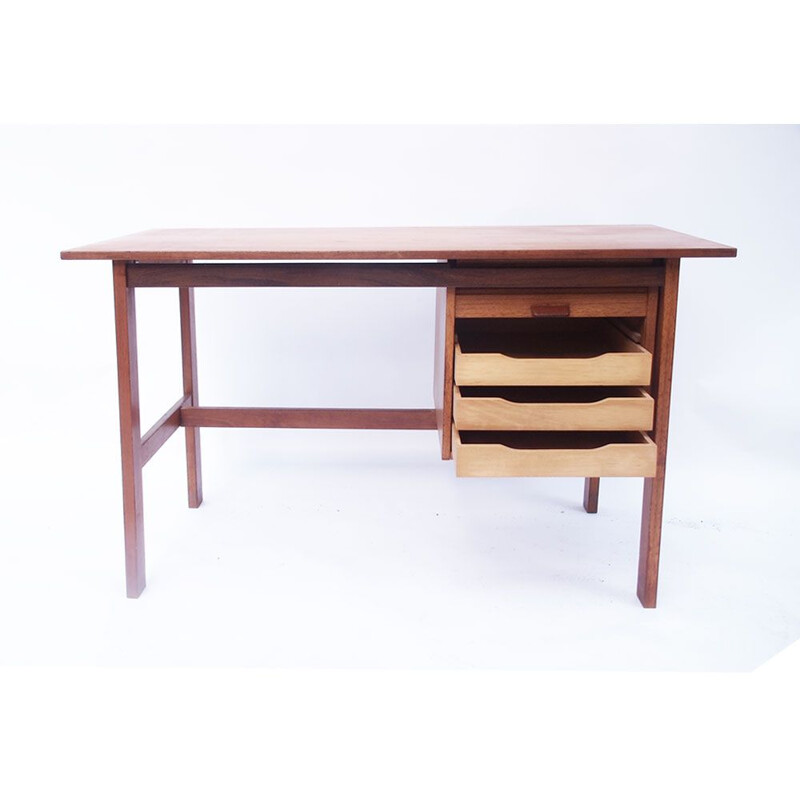 Vintage honey teak scandinavian danish desk, 1960s