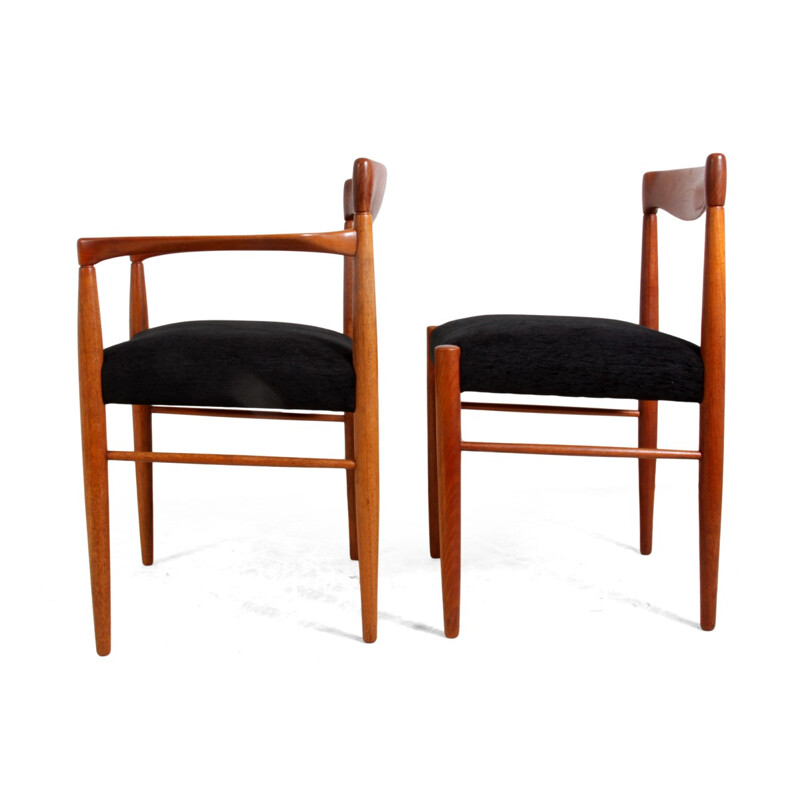 Set of 8 Bramin chairs in teak and black fabric, H. W. KLEIN - 1960s