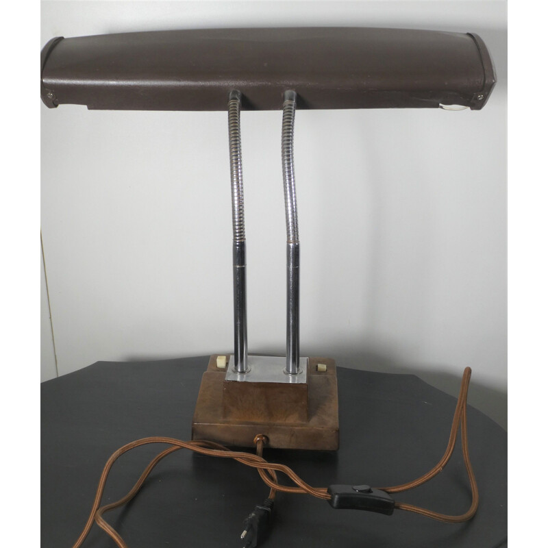 Lámpara de escritorio vintage con base de plástico, EE.UU. 1960